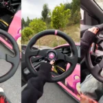 Flat bottom 350mm D-shaped racing steering wheel with suede grip, designed for sim racing and GT car performance upgrades.
